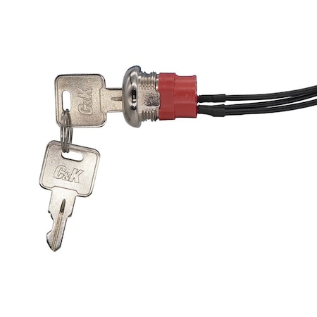 C&K Components Keylock Switch, 3 Positions, 4A, 28Vdc, Wire Terminal, Keylock Actuator, Panel Mount Y1417U2C2WCNQ